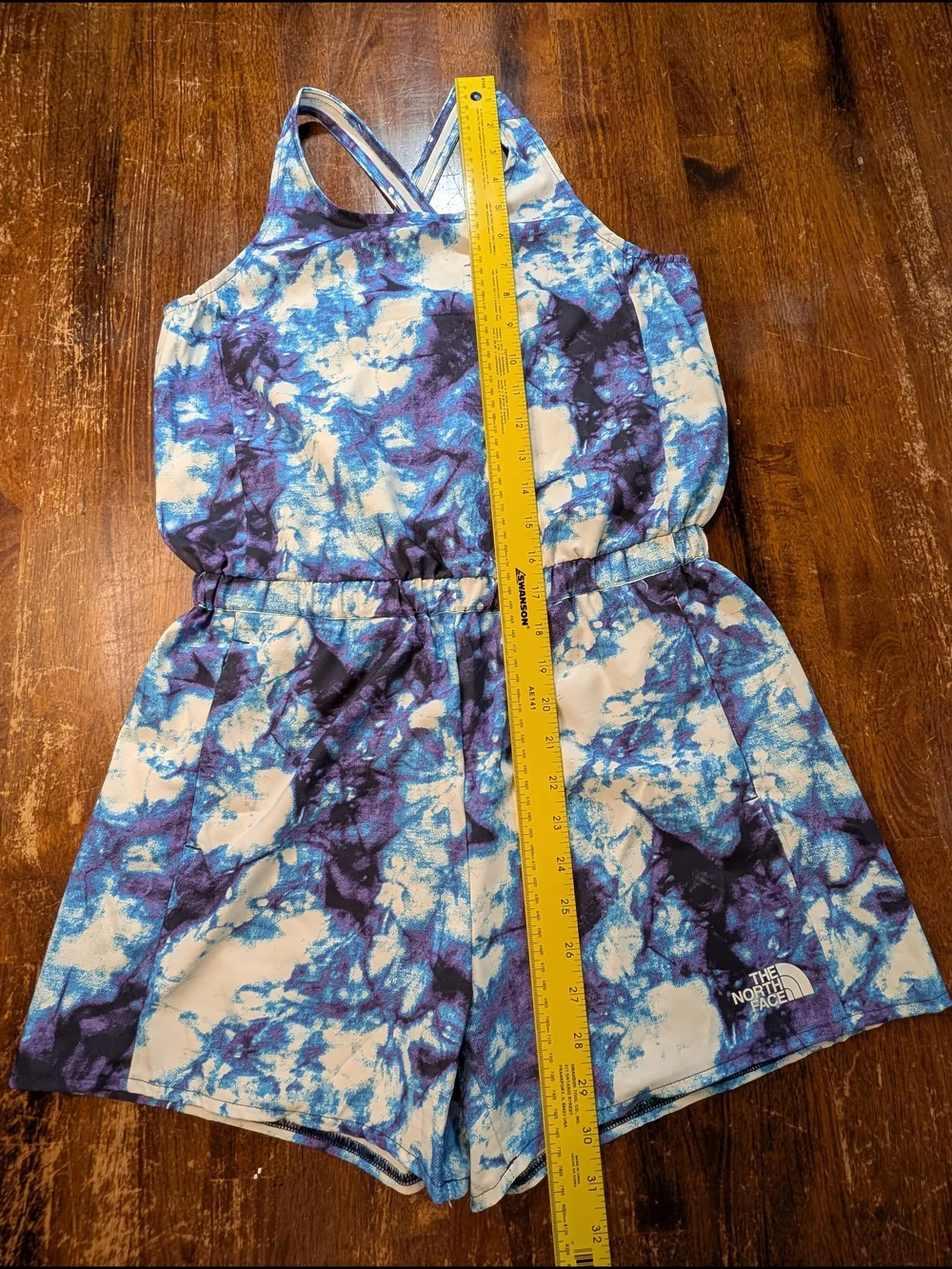 The North Face Girls' Romper Class V Tie Dye Print Size 14/16 Youth Lg BlueWhite